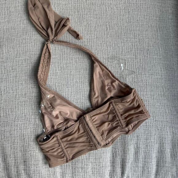 Tan tie up crop top - Picture 2 of 3